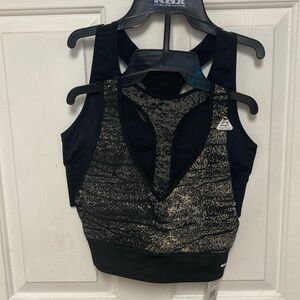 RBX Black with Gold Speckle Sports Bra Set